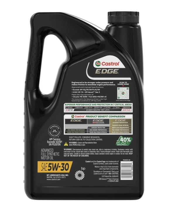 Castrol EDGE Full Synthetic Engine Oil 5W-30 5 Quart - Image 6